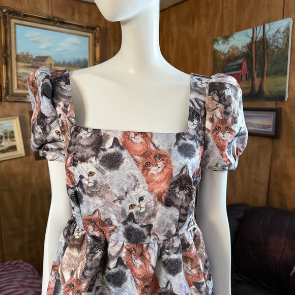 Cat Print Dress - Picture 3 of 5